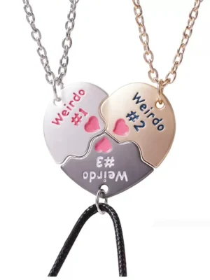 Weirdo #1 #2 #3 BFF Necklace for 3 Best Friends