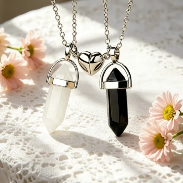 Magnetic Crystal Couple Necklaces for 2 Best Friend Gift