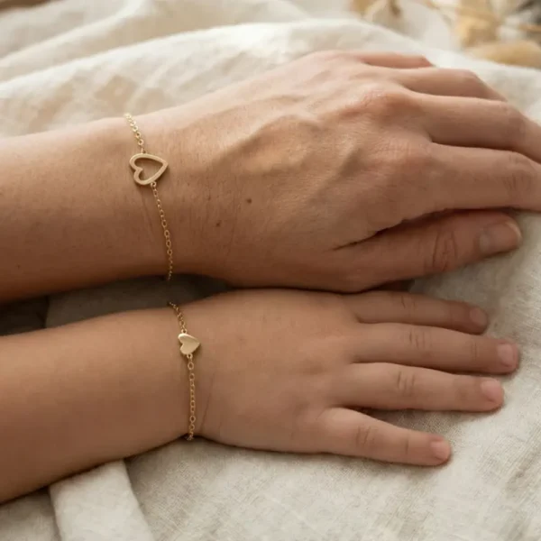 Mother & Daughter Matching Heart Beat Bracelet Set