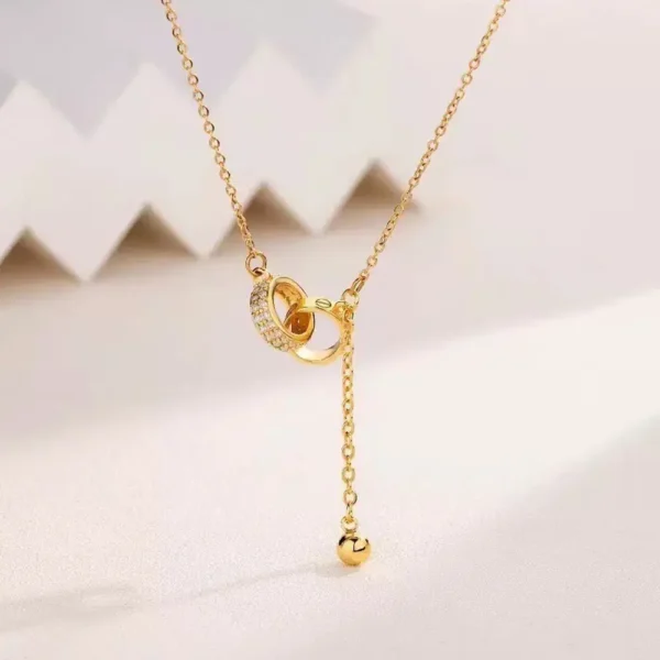 For Love- Interlocked Diamond Tassel Necklace