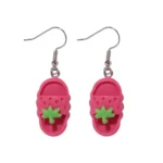 Strawberry Slipper Drop Earrings-Funny Novelty Jewelry