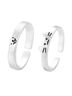 Cat BFF Rings Adjustable Matching Promise Rings for Best Friends