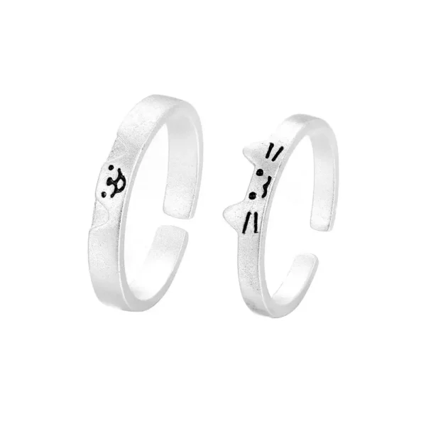 Cat BFF Rings Adjustable Matching Promise Rings for Best Friends