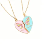 Heart Butterfly Necklace for 2 Best Friends Gift