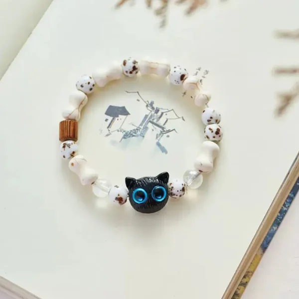 Cut Cat Beaded Bracelet Adjustable Cat Eye Jewelry