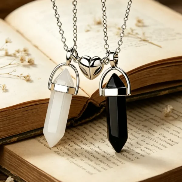 Magnetic Crystal Couple Necklaces for 2 Best Friend Gift