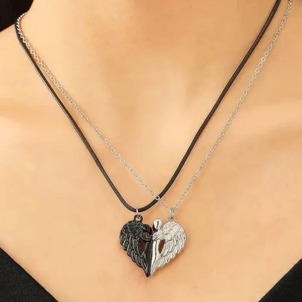 Angel Wing Heart BFF Necklaces for 2 Best Friends