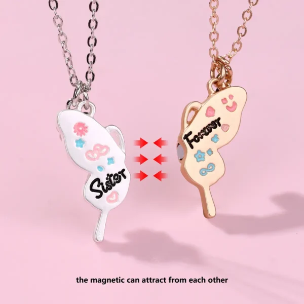 Split Butterfly Necklace-2Pcs Enamel Matching Sister Forever BFF