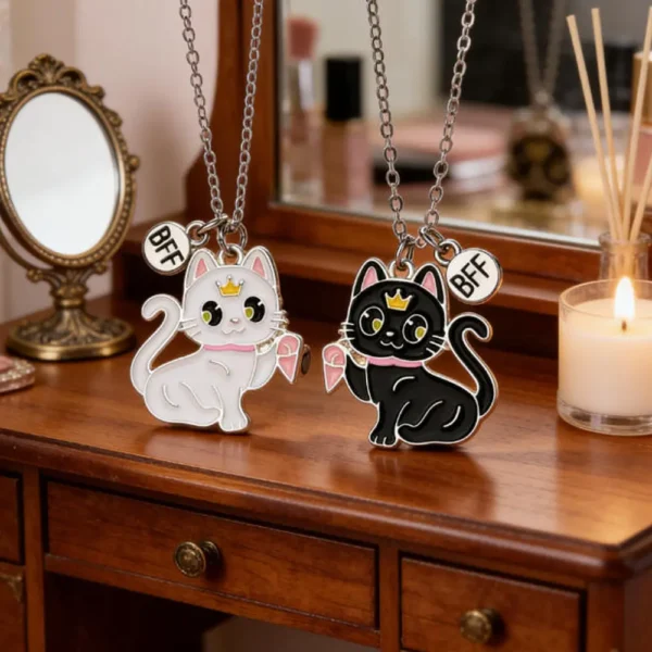 Magnetic Cat BFF Necklaces-for 2 Best Friend