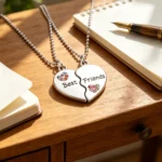 Best Friend Necklace BFF Split Heart Rhinestone Pendant 2PCS