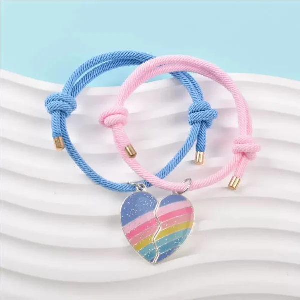 Rainbow Heart BFF Bracelets-2Pcs Best Friends Gift