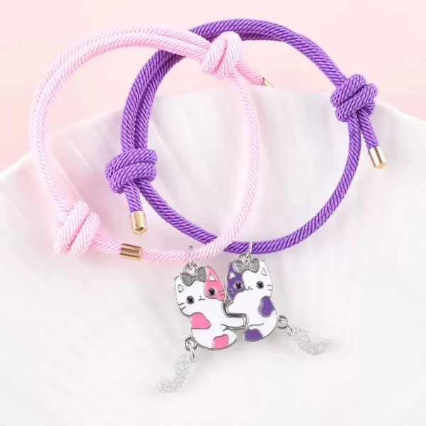 Cute Cartoon Cat BFF Bracelets for 2 Best Friends