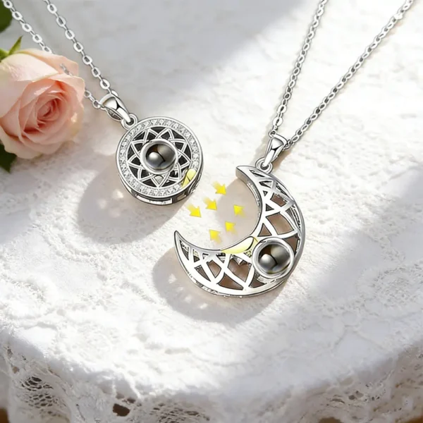 100 Languages I Love You -2PCS Sun Moon BFF Necklaces