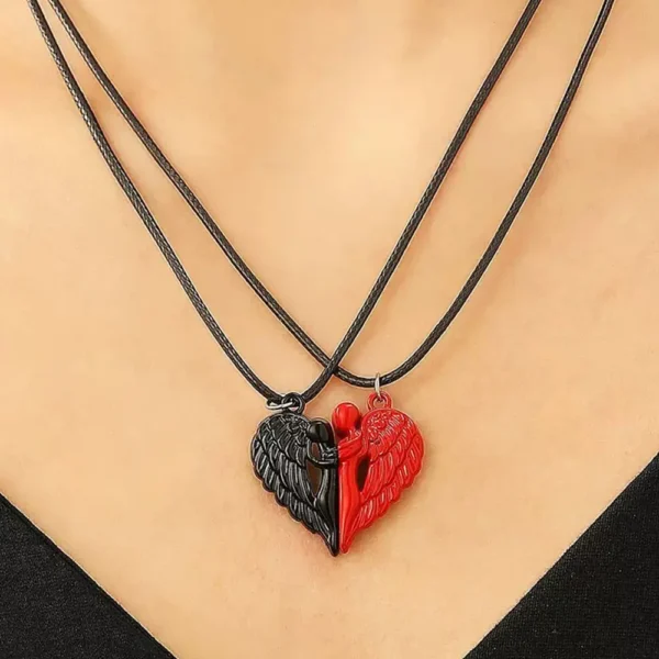 Angel Wing Heart BFF Necklaces for 2 Best Friends