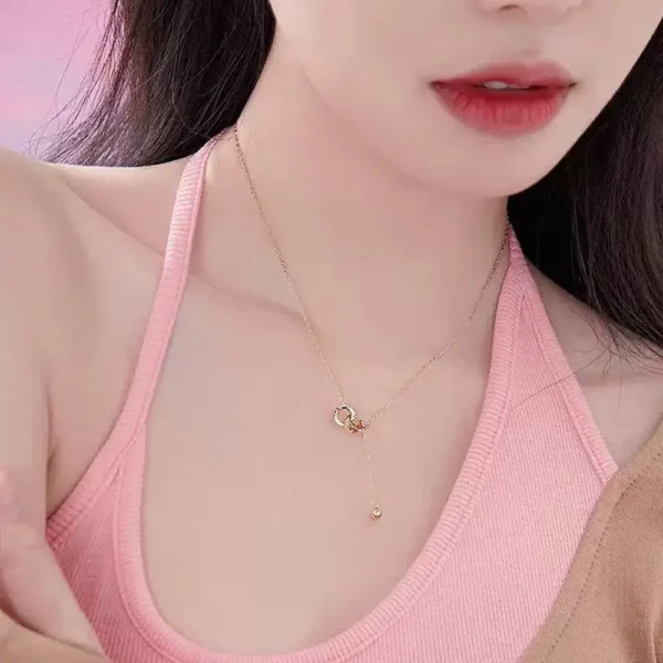 For Love- Interlocked Diamond Tassel Necklace