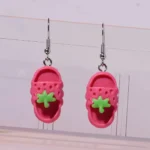 Strawberry Slipper Drop Earrings-Funny Novelty Jewelry