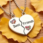 Best Friend Necklace BFF Split Heart Rhinestone Pendant 2PCS