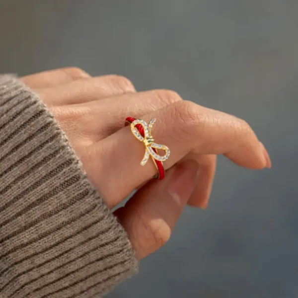 Mother Daughter Matching Red String of Fate Ring