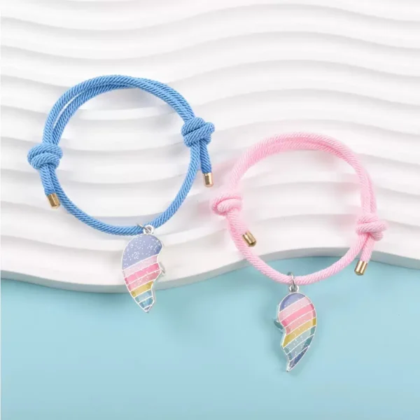 Rainbow Heart BFF Bracelets-2Pcs Best Friends Gift