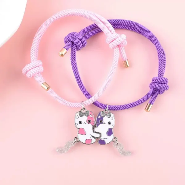 Cute Cartoon Cat BFF Bracelets for 2 Best Friends