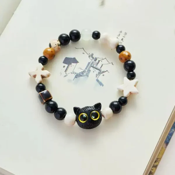 Cut Cat Beaded Bracelet Adjustable Cat Eye Jewelry