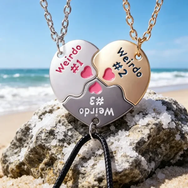 Weirdo #1 #2 #3 BFF Necklace for 3 Best Friends