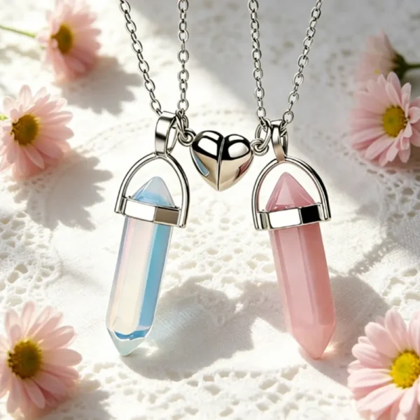 Magnetic Crystal Couple Necklaces for 2 Best Friend Gift