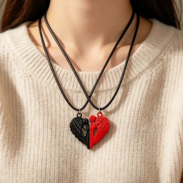 Angel Wing Heart BFF Necklaces for 2 Best Friends