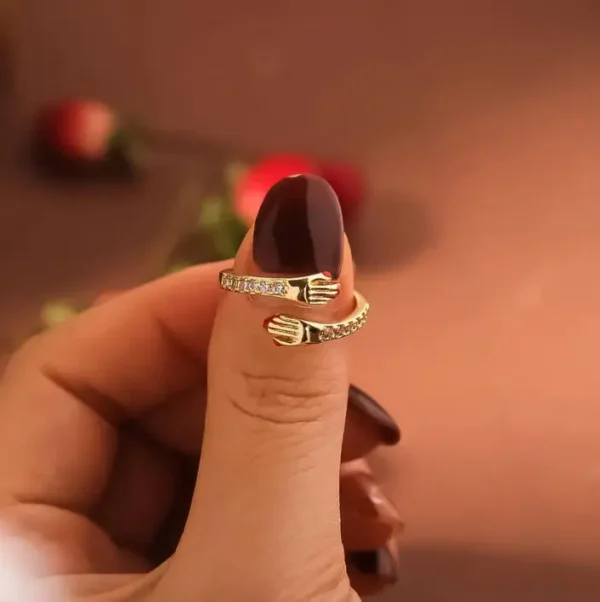Hug Ring For Women BFF Best Friend Crystal Open Jewelry Gift