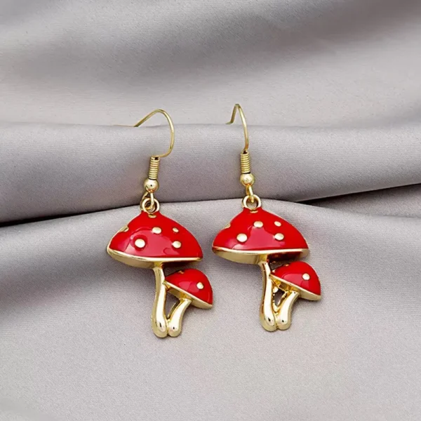 Mushroom Earrings-Cute Dangle Hypoallergenic Jewelry