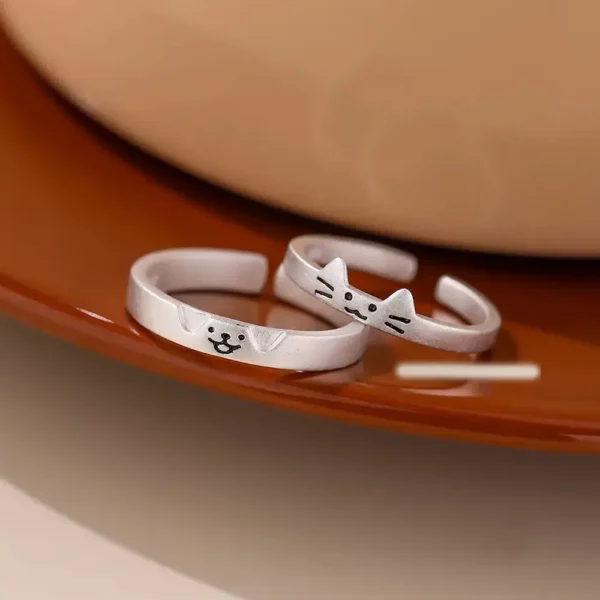 Cat BFF Rings Adjustable Matching Promise Rings for Best Friends