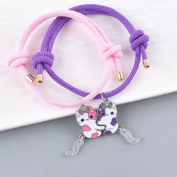 Cute Cartoon Cat BFF Bracelets for 2 Best Friends