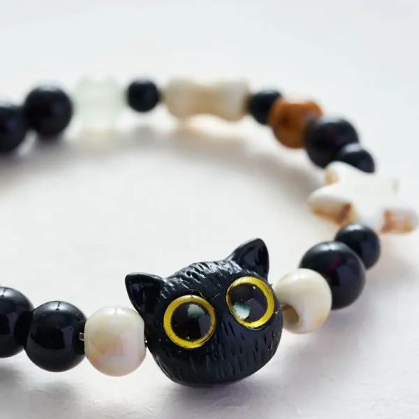 Cut Cat Beaded Bracelet Adjustable Cat Eye Jewelry