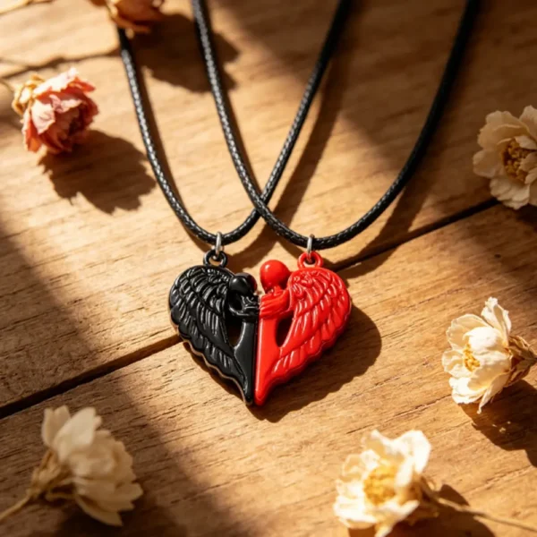 Angel Wing Heart BFF Necklaces for 2 Best Friends