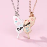 Split Butterfly Necklace-2Pcs Enamel Matching Sister Forever BFF