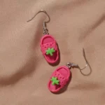 Strawberry Slipper Drop Earrings-Funny Novelty Jewelry