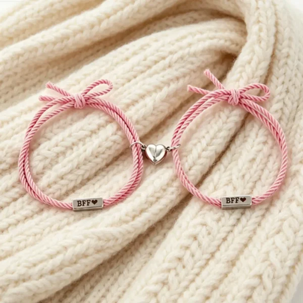 BFF Heart Magnetic Bracelets-2Pcs Best Friends Gift