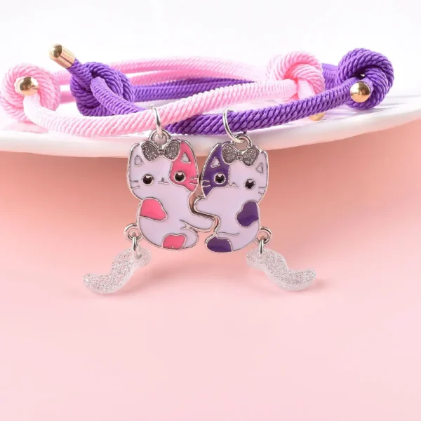 Cute Cartoon Cat BFF Bracelets for 2 Best Friends