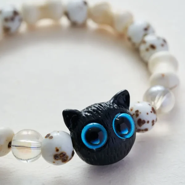 Cut Cat Beaded Bracelet Adjustable Cat Eye Jewelry