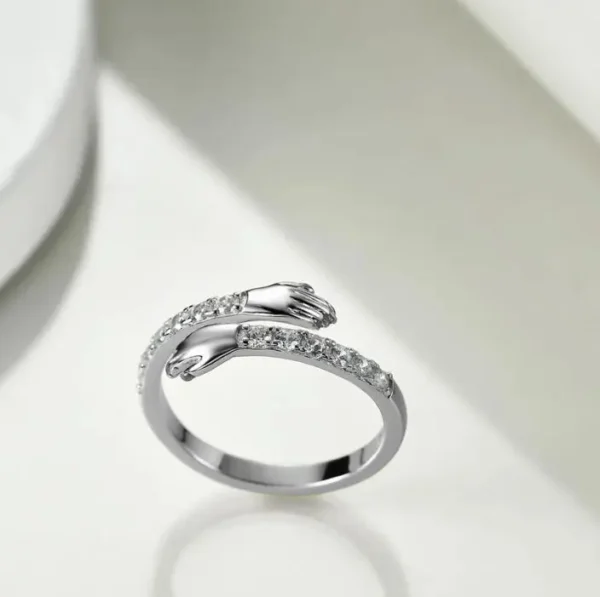 Hug Ring For Women BFF Best Friend Crystal Open Jewelry Gift