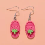 Strawberry Slipper Drop Earrings-Funny Novelty Jewelry
