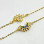 Sun Moon Layered Bracelet Set, Gold Silver Stackable Jewelry