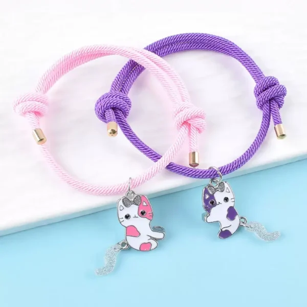 Cute Cartoon Cat BFF Bracelets for 2 Best Friends