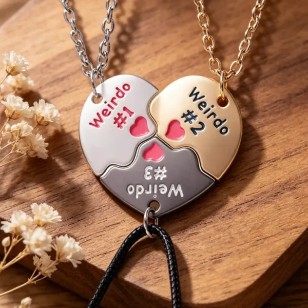 Weirdo #1 #2 #3 BFF Necklace for 3 Best Friends