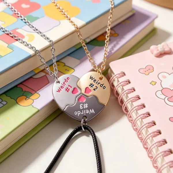 Weirdo #1 #2 #3 BFF Necklace for 3 Best Friends