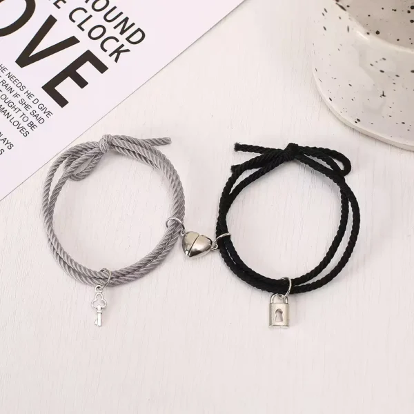 2 BFF Bracelets Set Heart Lock Key Rope Friendship Gift Fun
