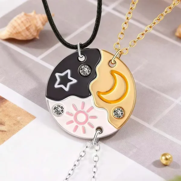 Sun Moon Star BFF Matching Necklaces-3 Best Friends