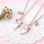 Bunny Matching BFF Necklaces Set Best Friend Gift