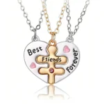 Best Friends Forever BFF Necklaces-3 Piece Split Heart Pendant