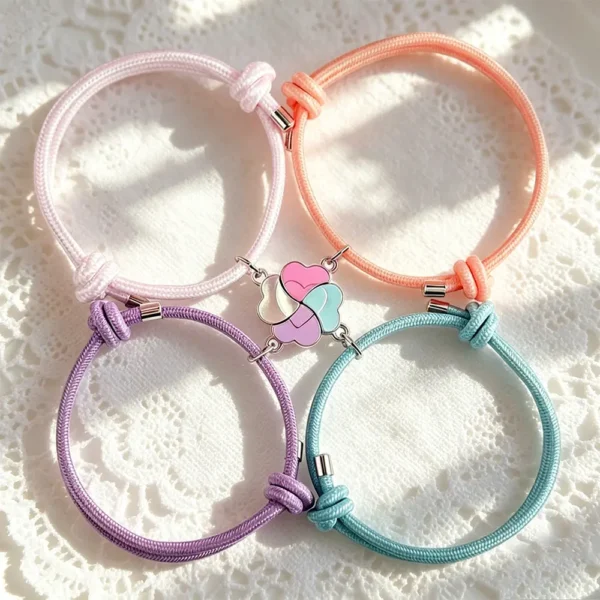 Magnetic BFF Heart Bracelets For 4 Best Friend